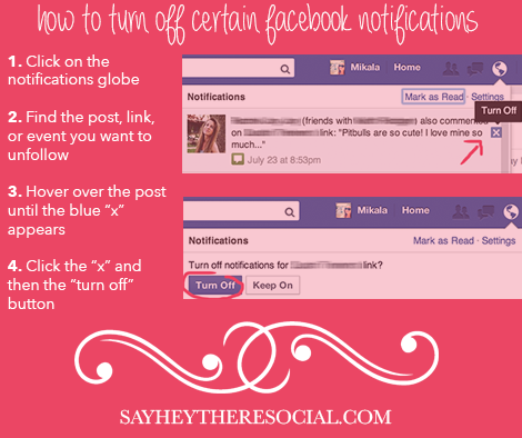 How to turn off certain facebook notifications